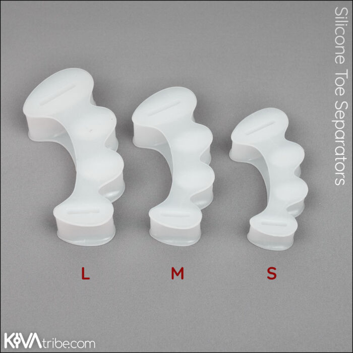 Silicone toe separators - image shows small, medium and large sizes